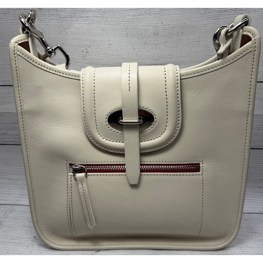 Dooney & Bourke White‎ Leather Crossbody Shoulder Bag Flap Pocket
